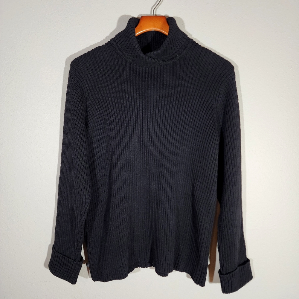 (EUC) LAUREN RALPH LAUREN Black Heavy Knit Cotton Cowl Neck Sweater